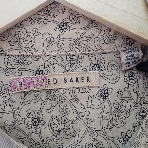 Ted Baker Button-Down Shirt Men's Size 3 Long Sleeve Olive Green Pockets - Picture 3 of 10